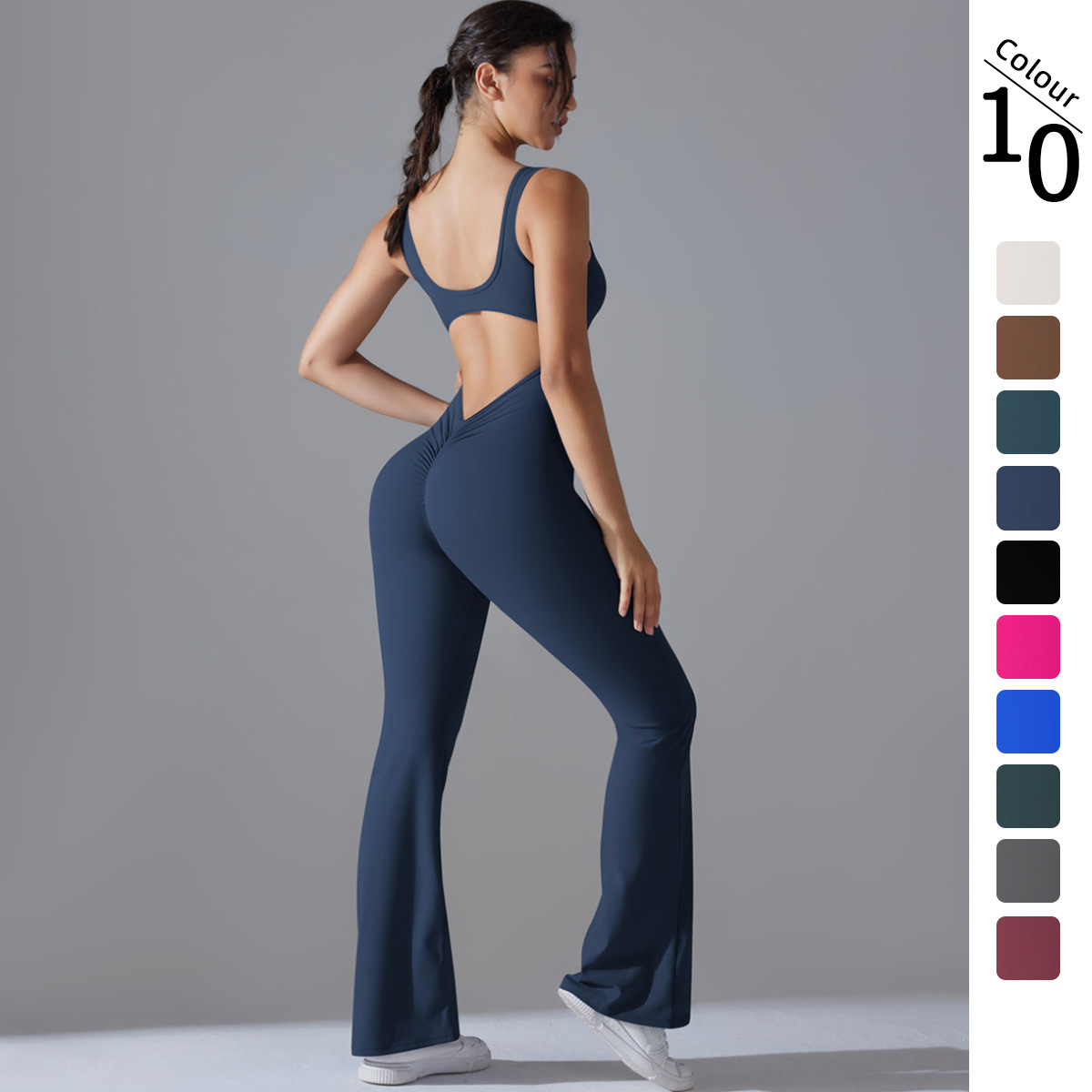 Yoga Fitness Jumpsuit - Сексуальный комбинезон с V-образным вырезом для