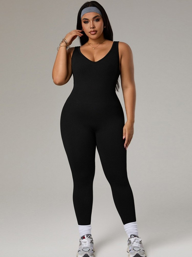 Yoga Fitness Jumpsuit - Женский спортивный комбинезон больших размеров для